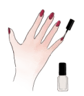 Dessin mains ongles application vernis 1 couche top coat rouge 0
