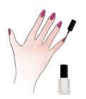 Dessin mains ongles application vernis 1 couche top coat rose 0